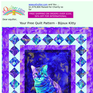 Your Free Quilt Pattern - Bijoux Kitty - Free Shipping