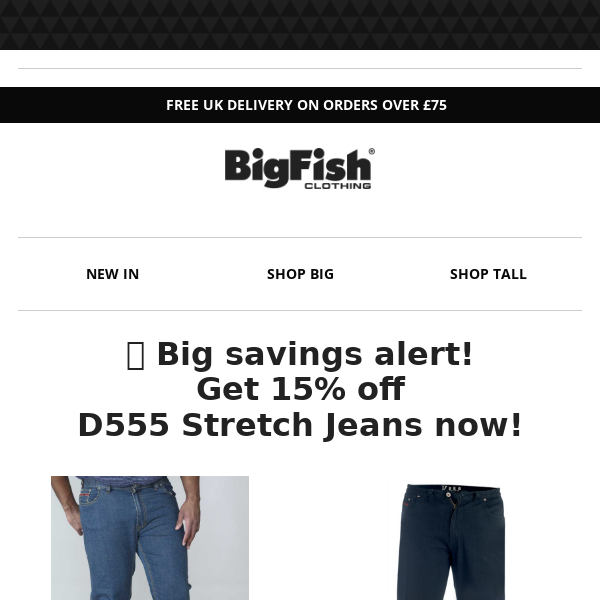 🎉 Big savings alert! Get 15% off D555 Stretch Jeans now!