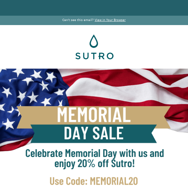 Save Big This Memorial Day on Sutro 🇺🇸