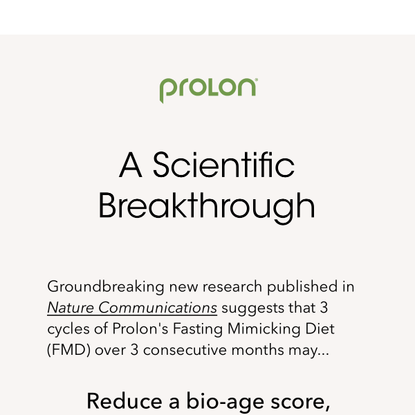 Scientific Breakthrough: Prolon May Decrease Biological Age Score