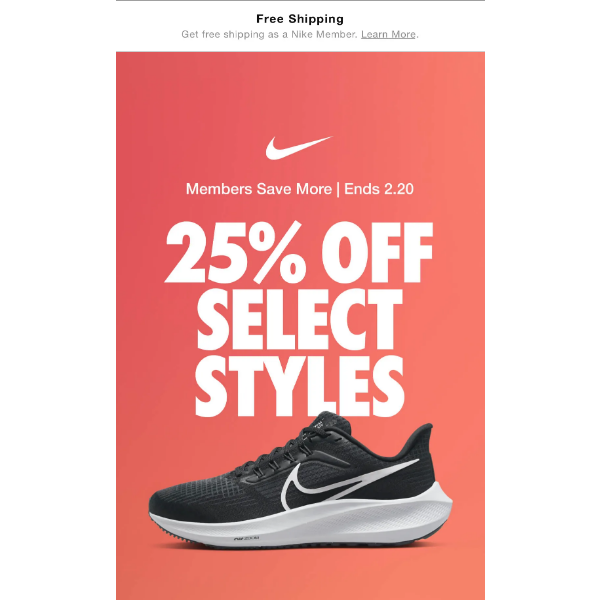Nike, 25% off is going, going… 🚨