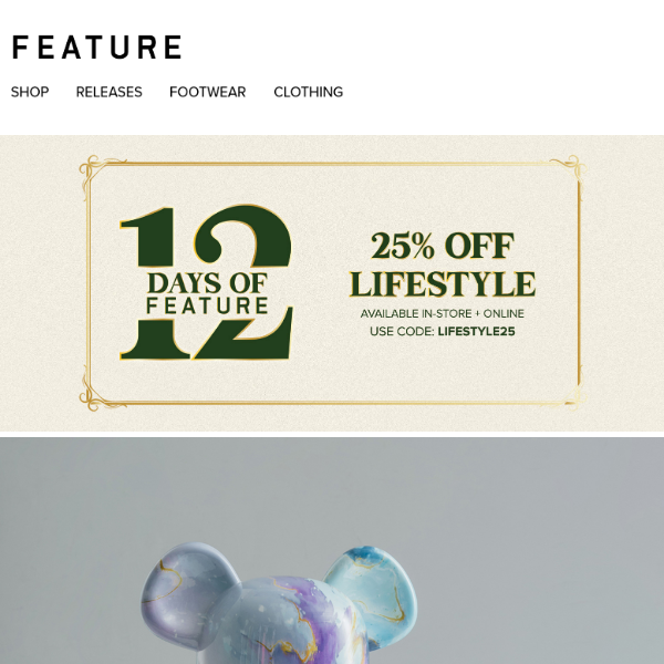 12 Days of FEATURE: 25% OFF LIFESTYLE! 🎁