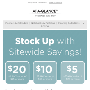 AT-A-GLANCE, how much do you want to save?