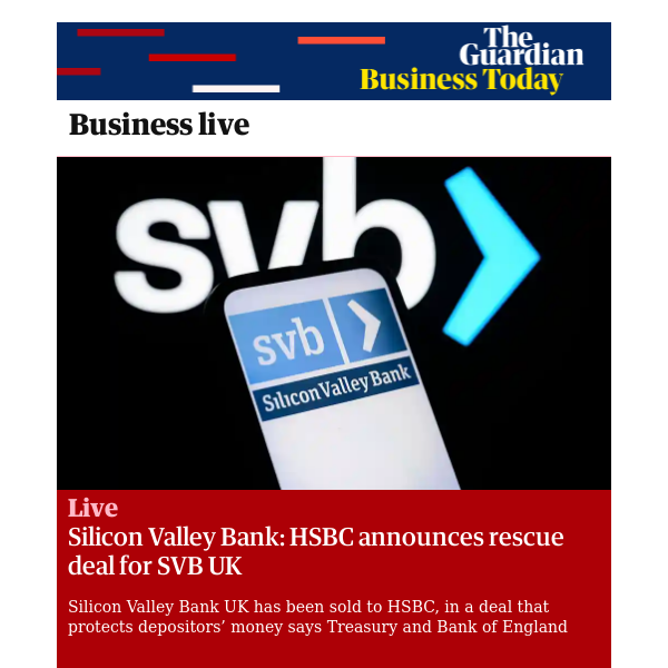 Business Today: Silicon Valley Bank: HSBC announces rescue deal for SVB UK
