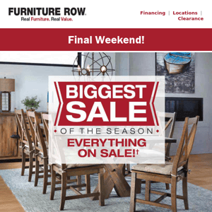 Biggest Sale of the Season - Final Weekend