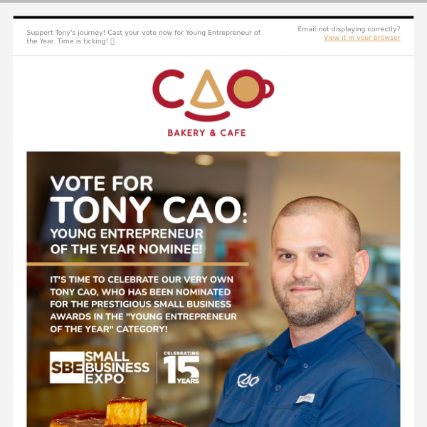 Time's Running Out! Vote Tony Cao for Young Entrepreneur of the Year