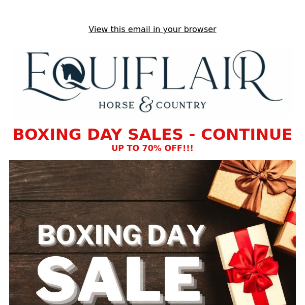 Boxing Day Sales Continue - Up To 70% Off!