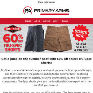 60% OFF Tru-Spec Shorts!