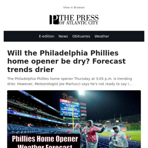 Will the Philadelphia Phillies home opener be dry? Forecast trends drier