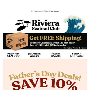 Hey Riviera Seafood Club, Save 10% off Wild Bigeye Tuna! Great for Poke or Grilling!