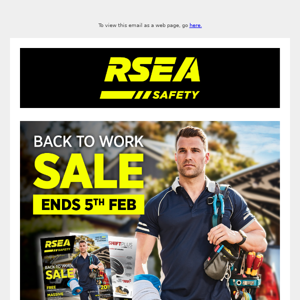 RSEA Safety – Back to Work SALE - Ends 5th FEB