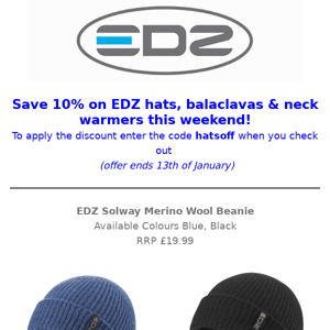 Save 10% on EDZ Headwear