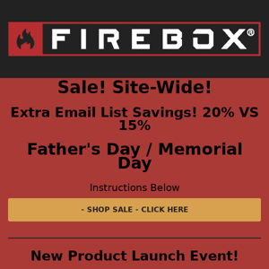 New Products! Sale! Site-Wide Father's / Memorial Day!