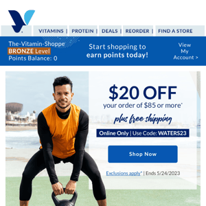 The Vitamin Shoppe: Your $20 coupon's floating by