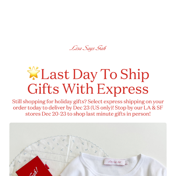 ❆One Last Chance To Ship Gifts