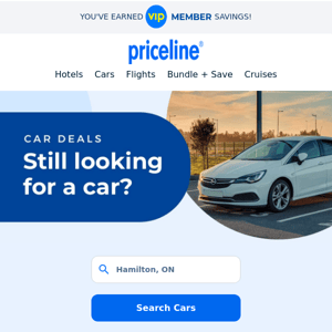 Get your rental car in Hamilton for less, Priceline.