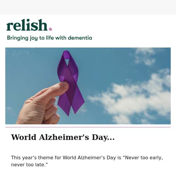 💜 Celebrate World Alzheimer's Day with Relish 💜