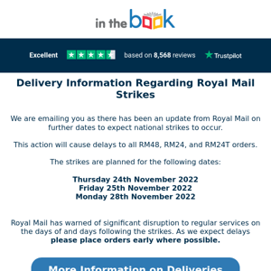 Important Updates Regarding Royal Mail Deliveries | In The Book