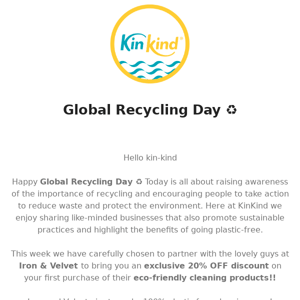 It's Global Recycling Day! Get 20% OFF our plastic free partner... 💚