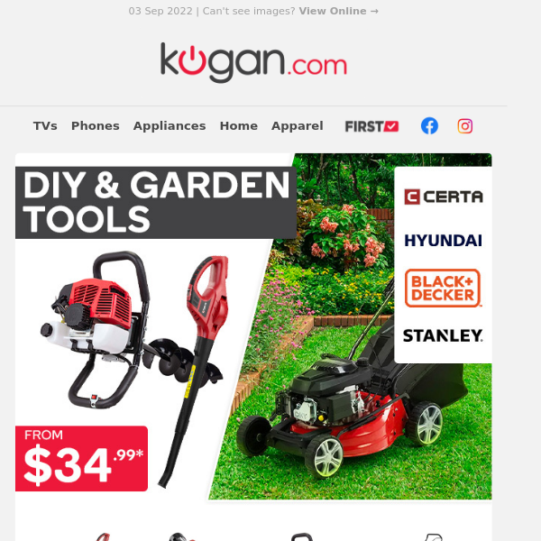 Spring DIY & Gardening Tools from $34.99* - Lawn Mowers, Leaf Blowers & More!