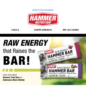 Raise the bar with Hammer Raw Energy Bars!