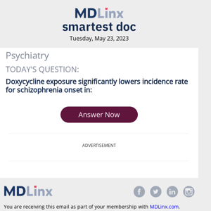 Smartest Doc Psychiatry Quiz for Tuesday