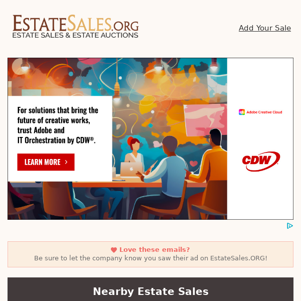 Your daily estate sales on EstateSales.org