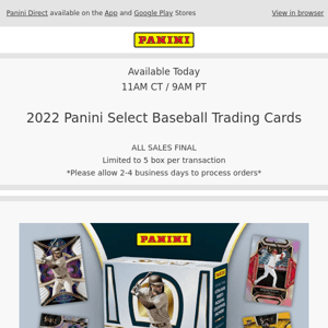 ⚾ 2022 Panini Select Baseball Trading Cards Available Today