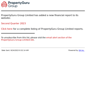 PropertyGuru Group Limited - Second Quarter 2023