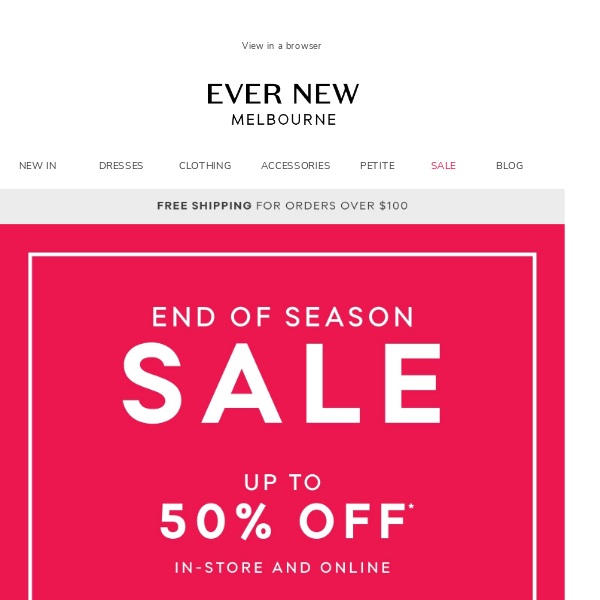 End of Season Sale starts now | Up to 50% off*