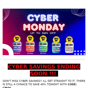 CYBER MONDAY SALE ENDING SOON!!!