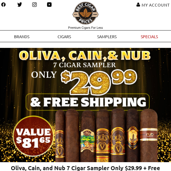 😮 Oliva, Cain, and Nub 7 Cigar Sampler Only $29.99 + Free Shipping 😮