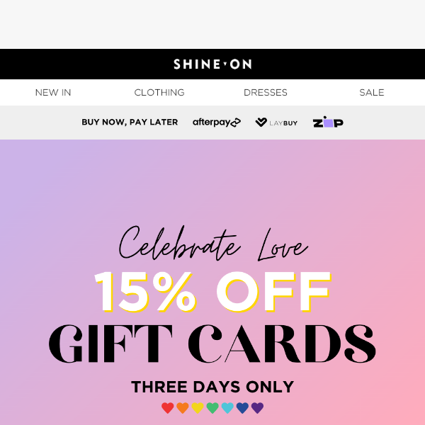 15% OFF GIFTCARDS 🌈 Spread love this valentines day!