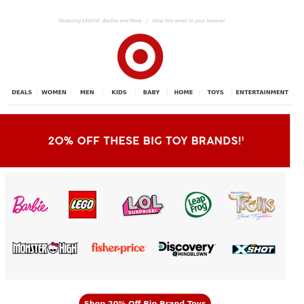 20% Off Selected Big Brand Toys