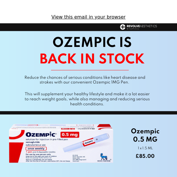 Ozempic is BACK IN STOCK! 🔥 LIMITED STOCK!