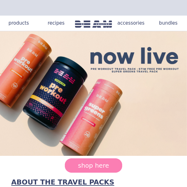 travel packs + stim free pink lemonade pre