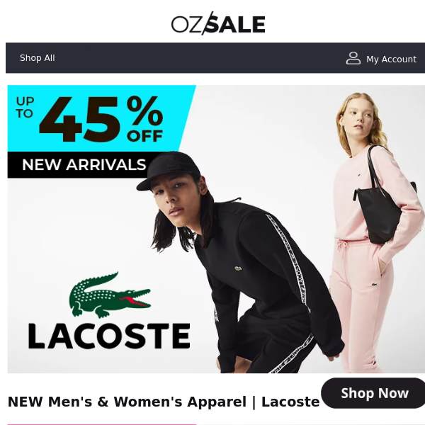 NEW! Lacoste Apparel Up To 45% Off