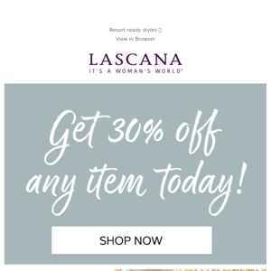 Lascana, 30% off any item today!