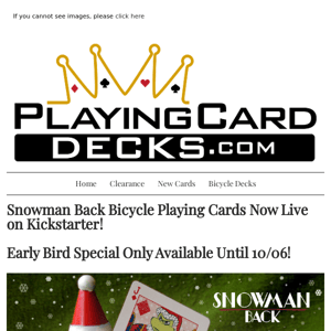 Kickstarter Launch: Snowman Back Bicycle Playing Cards Now Live! ⚡️🃏