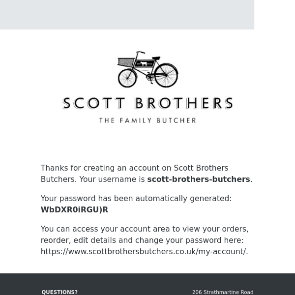 Your account on Scott Brothers Butchers