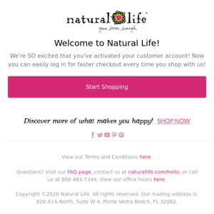 YAY! Welcome to Natural Life!