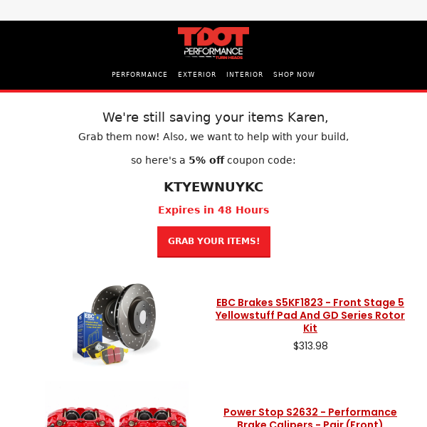 Would a coupon help, TDot Performance?