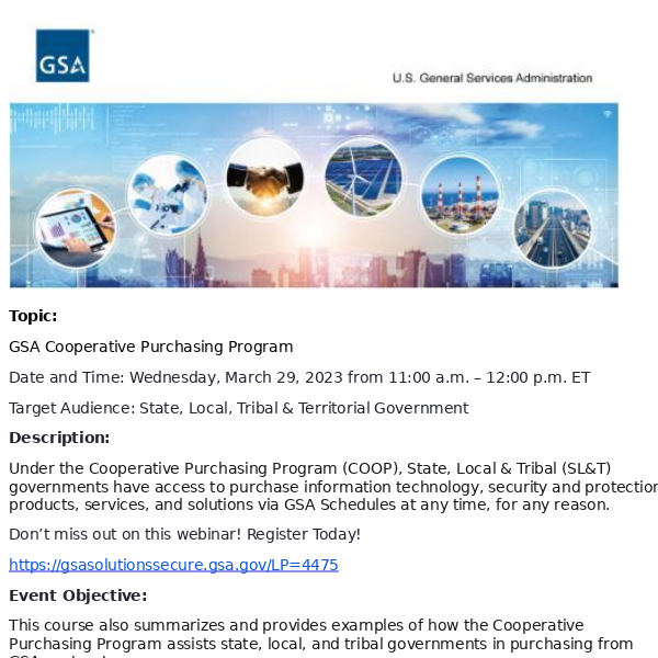 Sign up for GSA Cooperative Purchasing Program