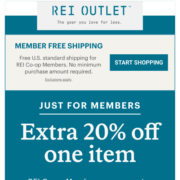 Save Even More: Extra 20% Off One REI Outlet Item