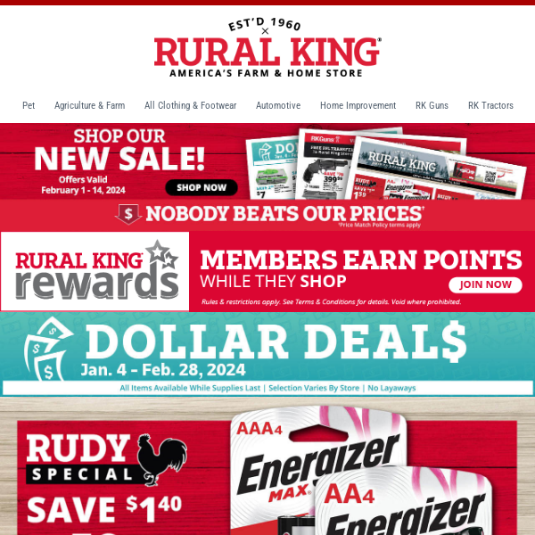 Start Saving Now! All New Deals Today at Rural King - Including 2, That's Right 2 Rudy Specials!