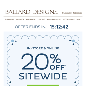 20% off sitewide ends tonight