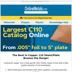 The Most Tempers for Copper 110 Sheet/Plate