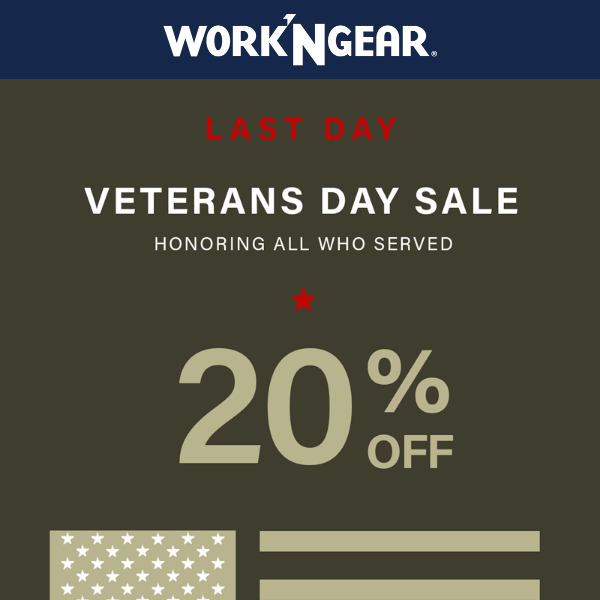 20% Off Veterans Day Sale