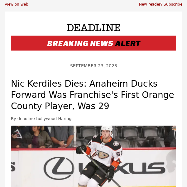 Nic Kerdiles Dies: Anaheim Ducks Forward Was Franchise's First