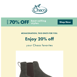 Get 20% off your on-sale Chaco picks!